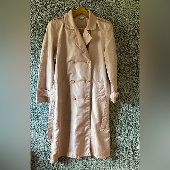 80s Vintage light pink Forecaster of Boston trench coat - Picture 1 of 9